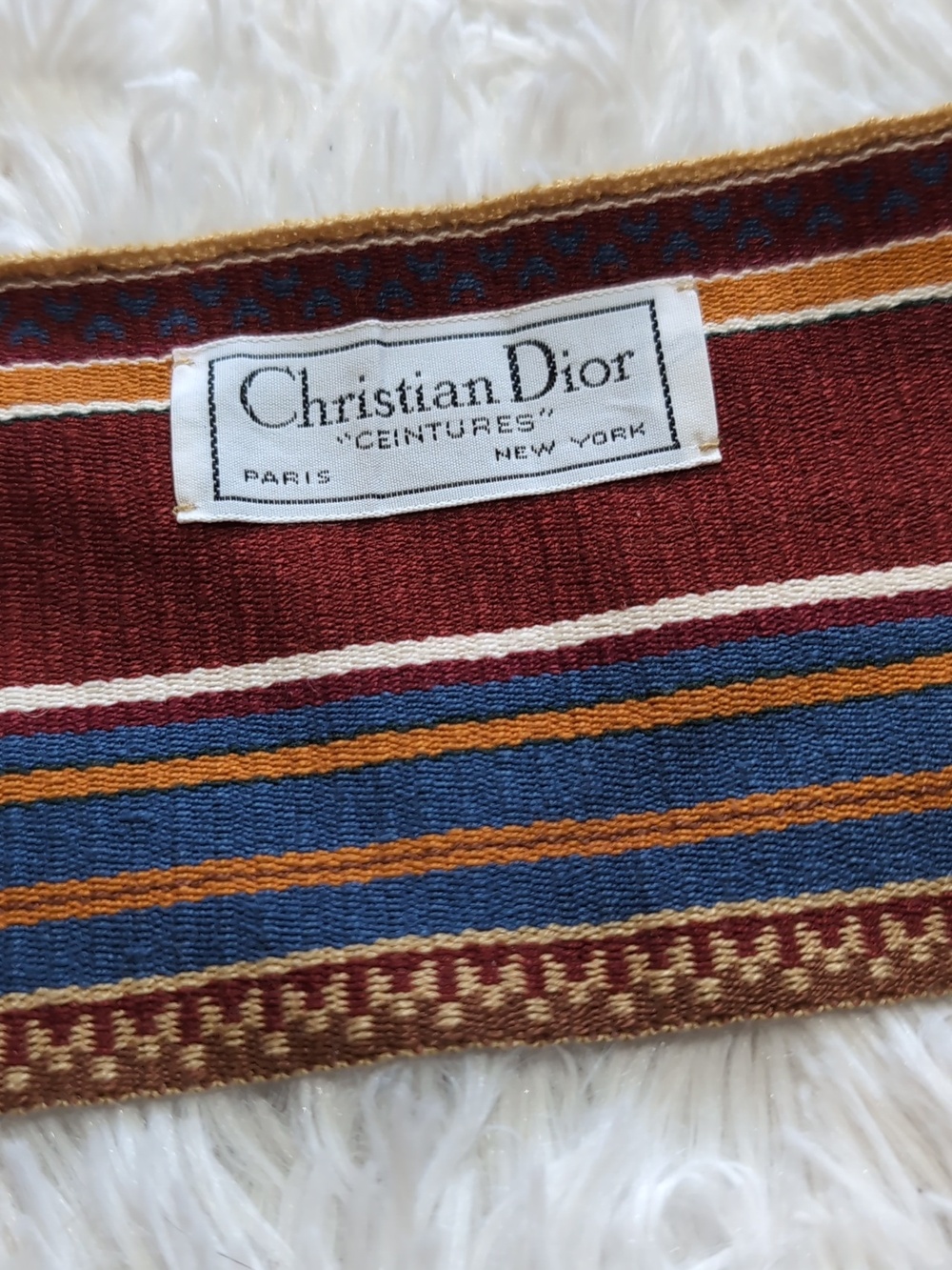 80s Vintage Christian Dior Hand Loomed French Ceintures Striped Sash Tassel Belt - Picture 9 of 11